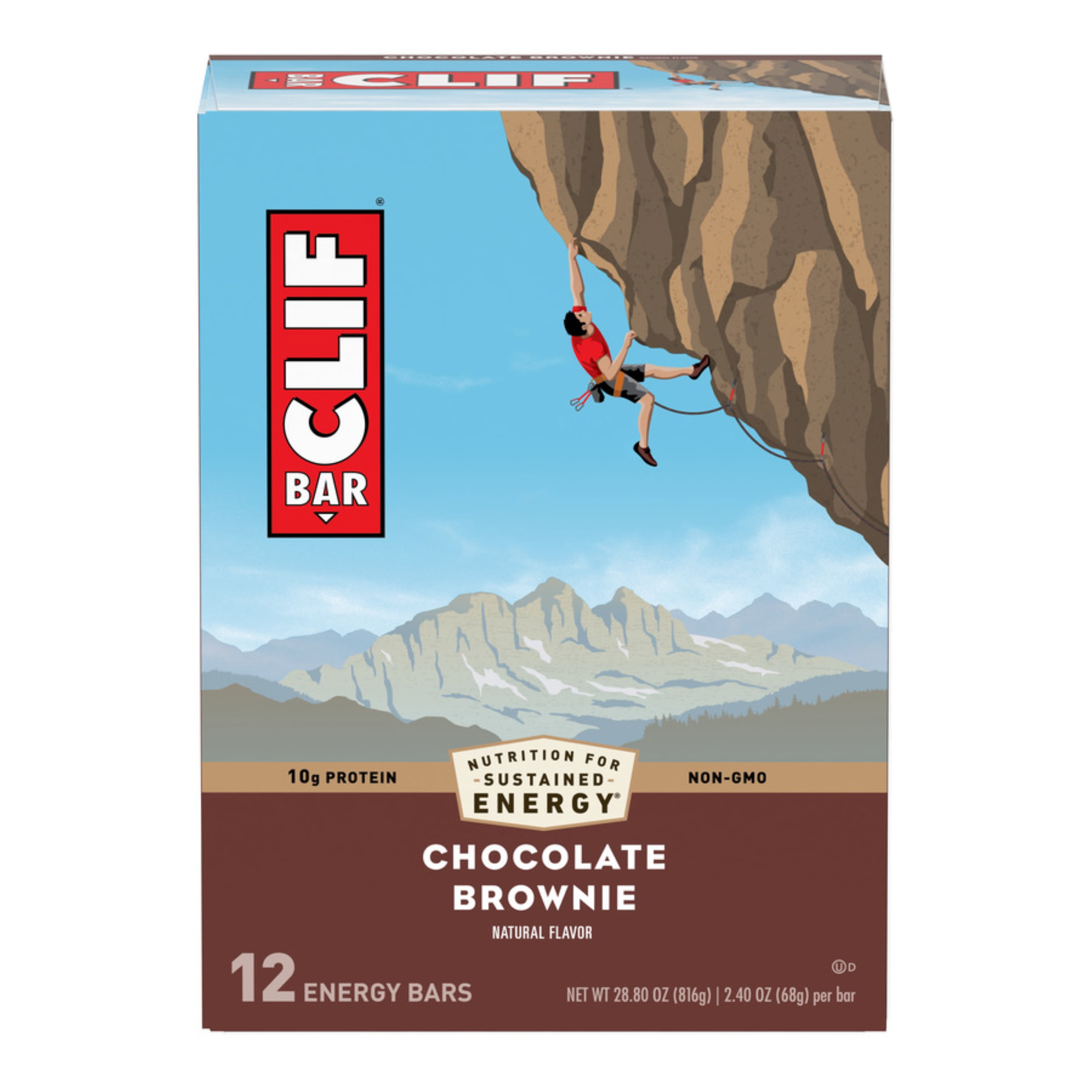 CLIF BAR® Energy Bars, Chocolate Brownie, 10g Protein Bar, 12 Ct, 2.4 oz