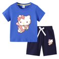 thumbnail image 3 of Conjunto de camiseta de manga corta para niños de Hello Kitty, ropa de algodón para bebés, pantalones cortos de media manga para niños y niñas, traje de dos piezas, 3 of 5