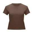 thumbnail image 4 of Womens Summer Tops Womens Polyester Blend Shirts Slim Pack Women Ling Sleeve Shirt Short Summer Shirt Women's Tee Women Long Sleeve Compression V Neck Long T Shirts Pack on Clearance Coffee XL, 4 of 5