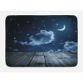 thumbnail image 1 of Dark Blue Bath Mat, Vivid Night Sky with Stars Clouds and Crescent Moon Wooden Planks Celestial, Non-Slip Plush Mat Bathroom Kitchen Laundry Room Decor, 29.5 X 17.5 Inches, Dark Blue White, Ambesonne, 1 of 2