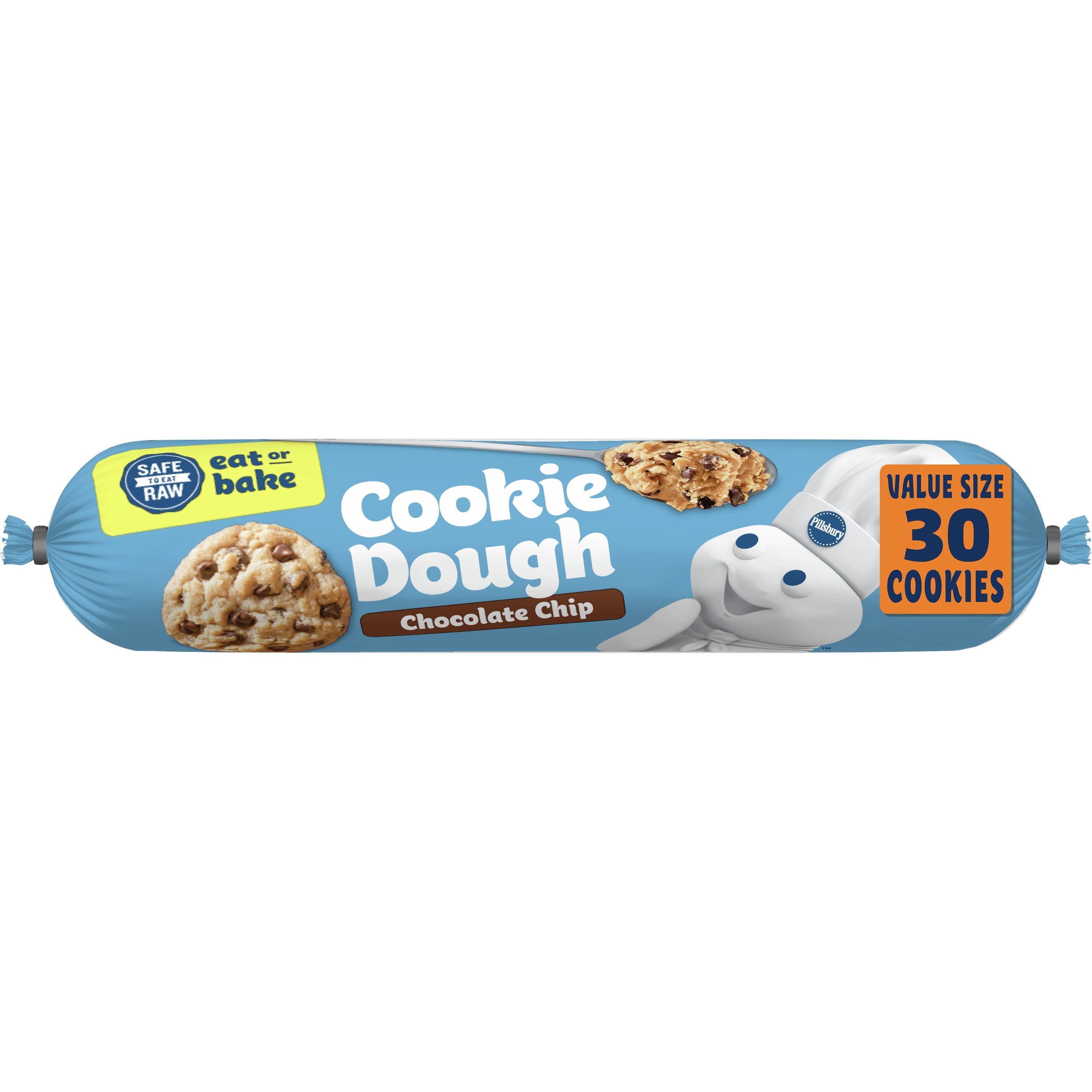 Pillsbury Ready To Bake Chocolate Chip Refrigerated Cookie Dough, Value Size, 30 oz.