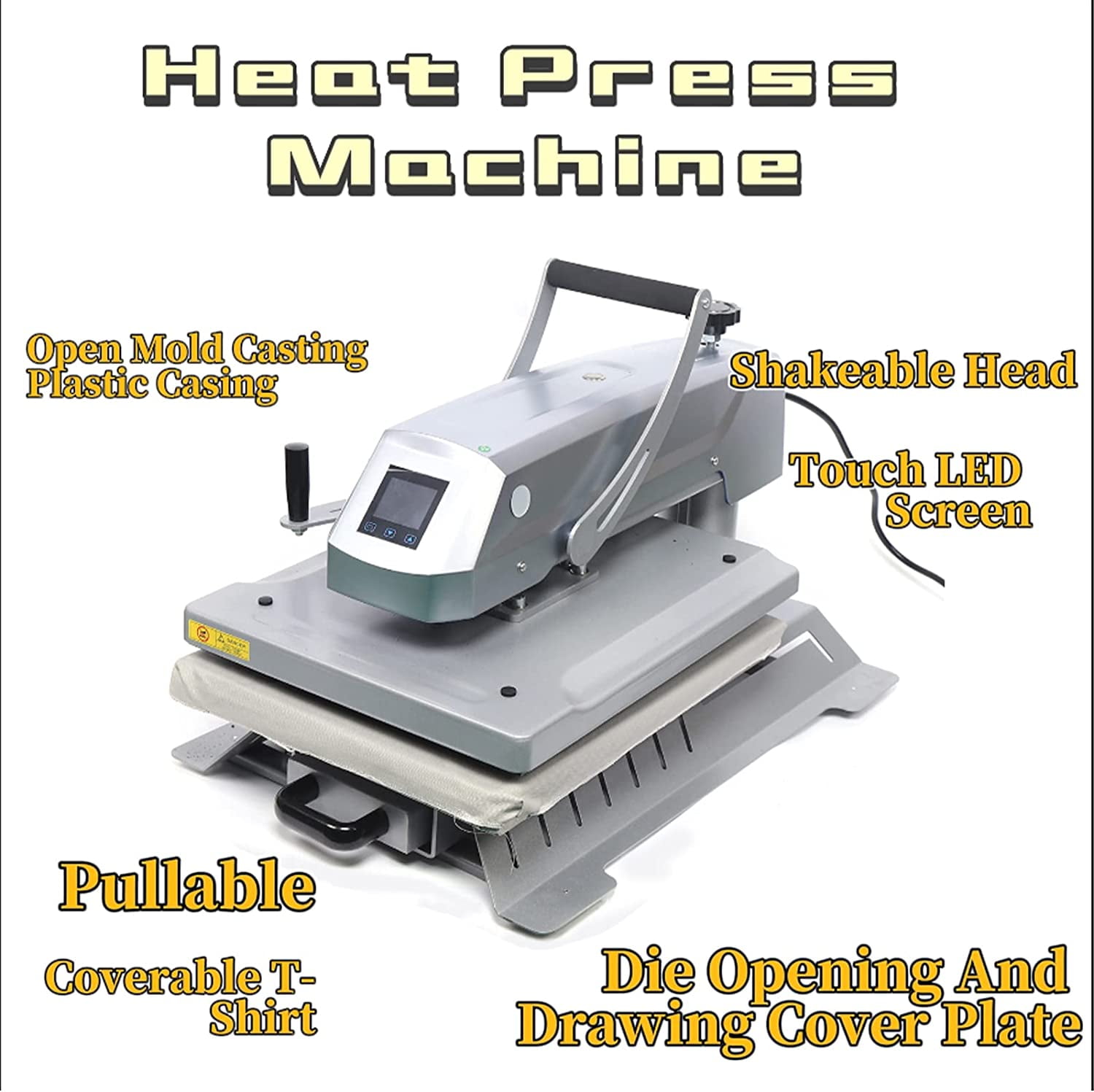 Miumaeov Heat Press Machine Pull-Out Type Shaking Head Heat Press Machine 16“x20 Enhanced T-Shirt Heat Press Machine Swing Away Magnetic Semi-Auto Design Heat Press Machine