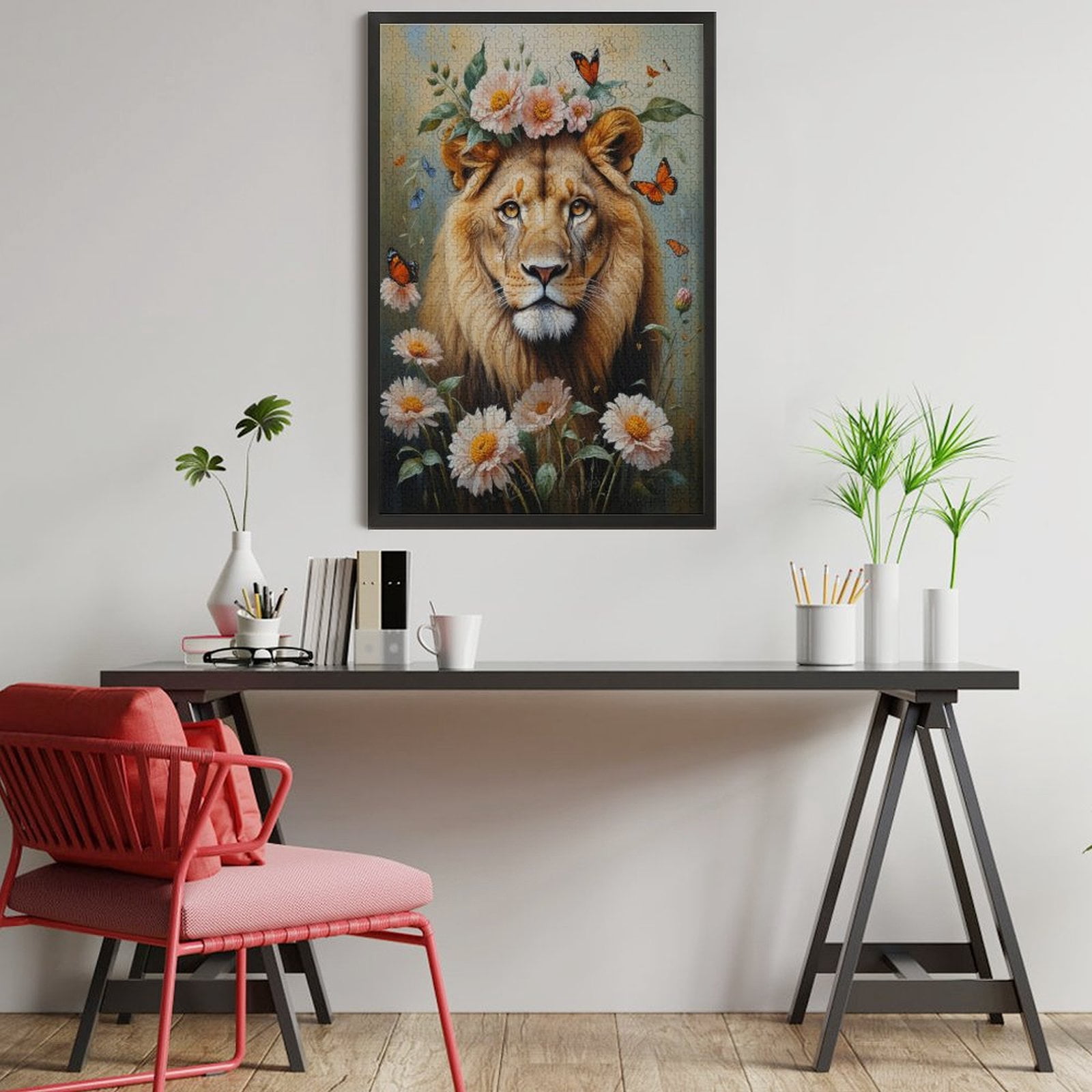 Funny Lion Jigsaw Puzzles for Adults 1000 Piece Jigsaw Puzzles for Adults Challenging Game Woodland Animal Puzzles, Wooden