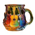 thumbnail image 1 of Taza de café musical de 325 ml con diseño de guitarra en 3D, de cristal, pintada a mano, ideal como regalo para amantes de la música., 1 of 8