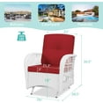 thumbnail image 3 of MEETWARM Patio Wicker Rocking Glider Set, All-Weather Outdoor Rattan Patio Rocking Chairs of 2, Patio Conversation Set with Thickened Cushions for Porch Garden & Backyard, White Wicker/Red, 3 of 7