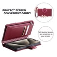 thumbnail image 5 of For Google Pixel 9/9 Pro Wallet Case Grid Texture Magnetic Flip Cover 9-Card Slots Zipper Pocket With Detachable Shoulder Strap And Wrist Strap,Wine red,For Pixel 9/9 Pro, 5 of 11