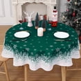 thumbnail image 2 of Round Christmas Tablecloth 60 Inch Xmas Round Table Cover, Green Snowflake Christmas Tablecloth Indoor Decorative Table Cover for Outdoor Holiday Party Kitchen Dining Room, 2 of 6