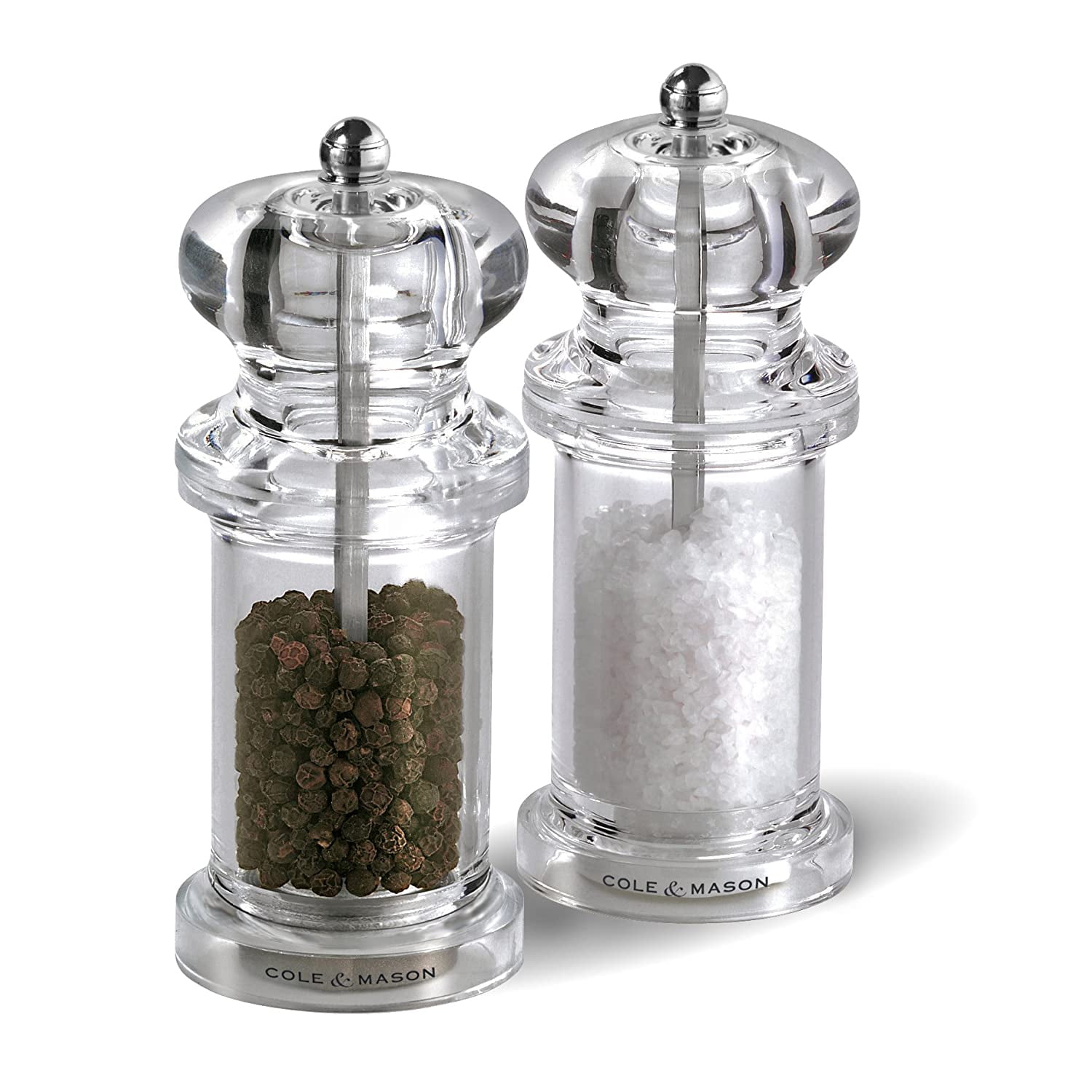 COLE  MASON 505 Salt and Pepper Grinder Set - Clear Acrylic Mills Includes  Precision Mechanisms and Premium Sea Salt and Peppercorns - Walmart.com