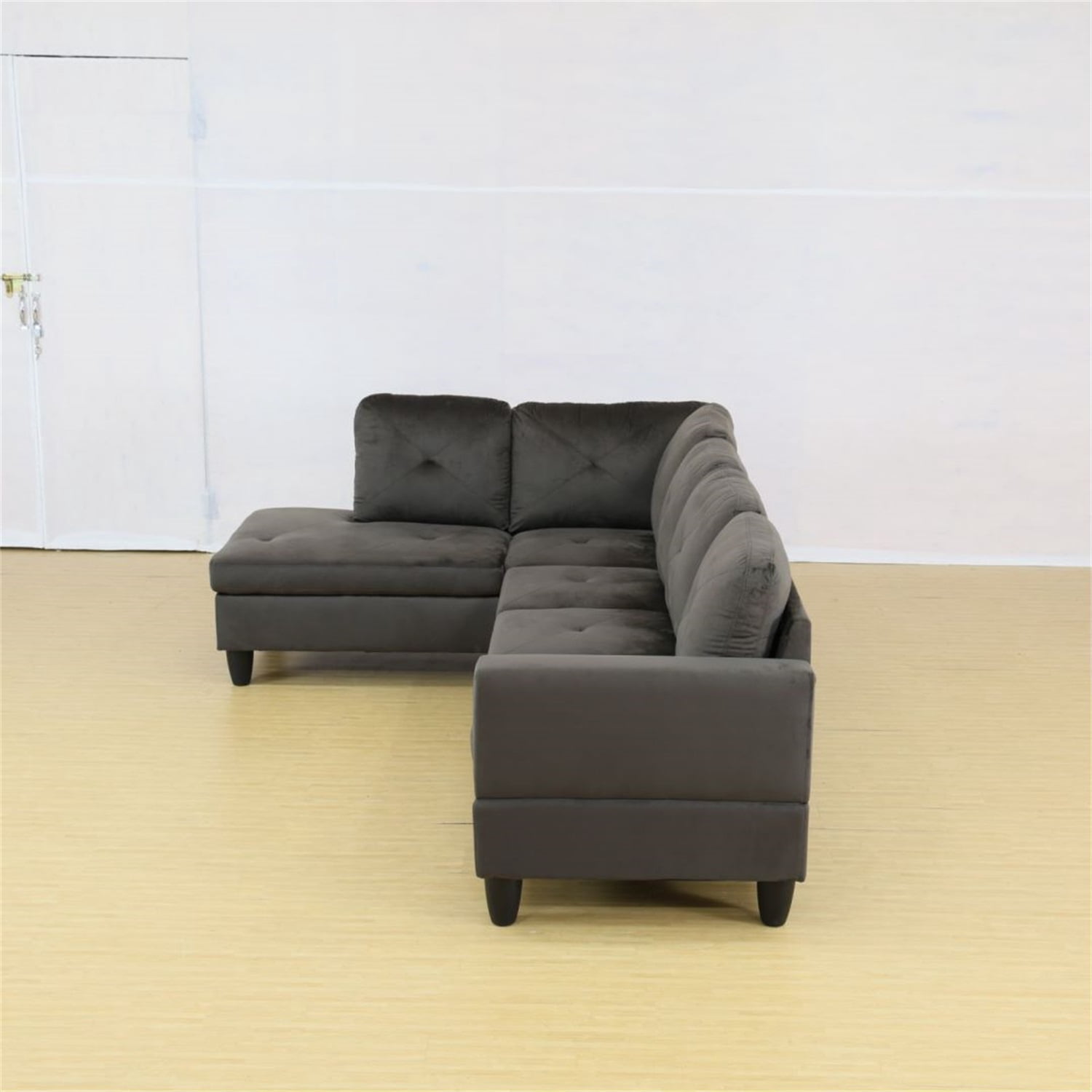 Hommoo Modern Microfiber L Shaped Couches and Sofas Model, 4 Seat Sectional Sofa Living Room Furniture Sets for Home, Espresso(No Ottomans)