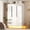 White, variant on ANPOO 4 Door Wardrobe Closet with 2 Drawers & Mirror, 70"H High Gloss LED Wardrobe Armoire with Hanging Rod, Wooden Large Freestanding Storage Wardrobe for Bedroom, High Gloss Black Armoire