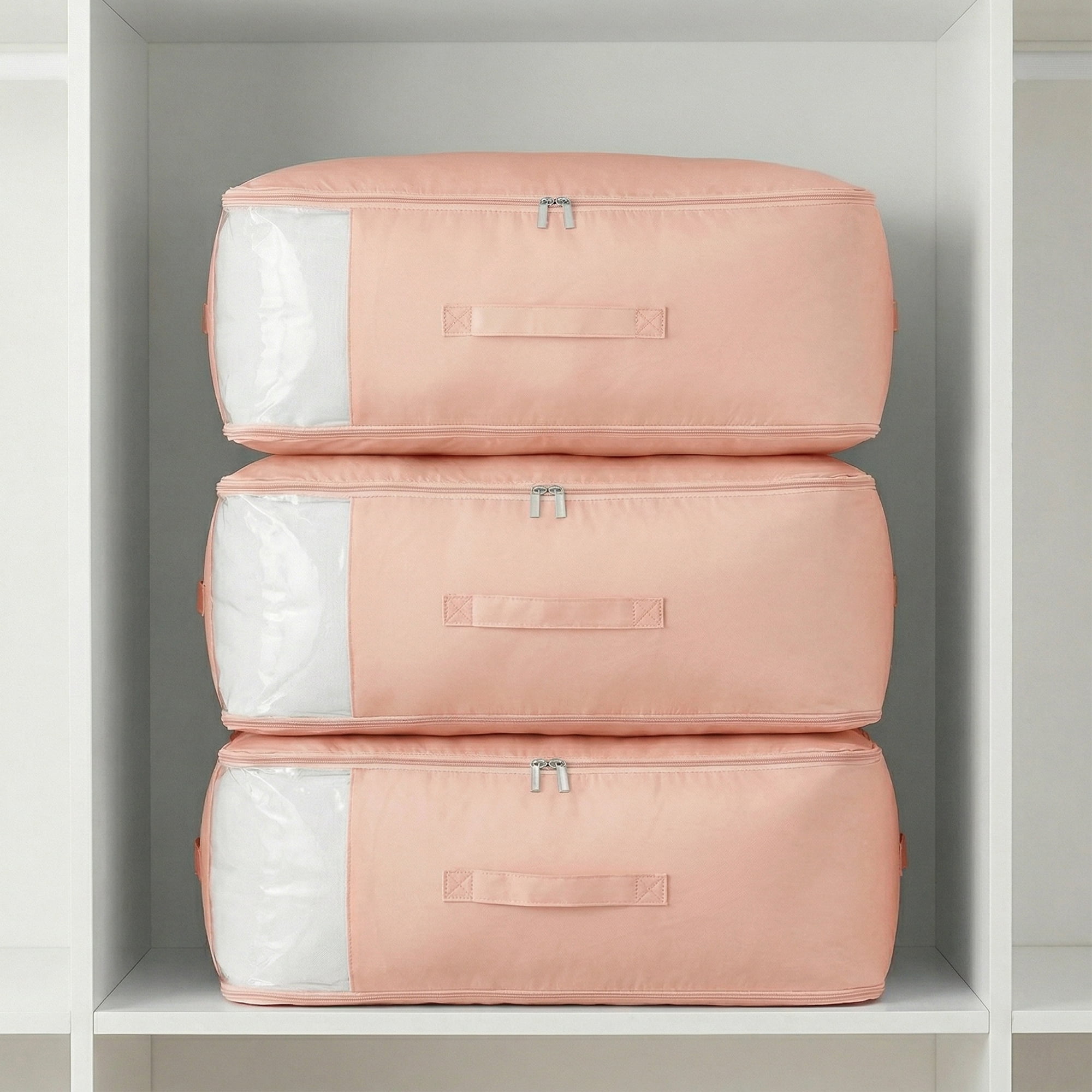 Unique Bargains 1Pc Clothes Expandable Storage Bag Pink 21.3*16.5*11.8in