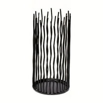 1Pc Decorative Candle Holder, Creative Black Iron Willow Candle Holder, Wire Cage Pillar Candle holder for Indoor Home Table Fireplace Mantel Wedding Party Christmas Festival Decor (S-8IN)