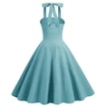 thumbnail image 3 of Womens Retro 1950s Dress Halter Neck Vintage Tea Dress Stretchy Prom A Line Swing Cocktail Party Knee Length Dress, 3 of 7