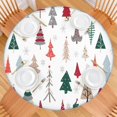 thumbnail image 2 of Multicolor Christmas Tree Pattern Round Fitted Tablecloth with Elastic Edge,Dining Table Cover Waterproof,Outdoor Round Tablecloth for Camping,Dining,Indoor and Outdoor, 2 of 7