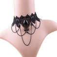 thumbnail image 2 of Yesbay Vintage Black Rhinestone Chain Lace Choker Necklace Punk Rock Gothic Party Jewelry-, 2 of 7