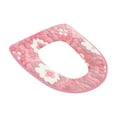 thumbnail image 2 of Universal Soft Coral Velvet Toilet Seat Cover & Cushion with Adhesive Buckle, Large Flower Design, Warm & Washable, 4 Pack, 12-inch, 2 of 3