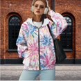 thumbnail image 4 of Garronmavis Colorful Tie Dye Women Oversized Sweatshirts Lightweight Cozy Women's Zip Up Long Sleeve Sweatshirts Comfy Warm Zip Up Hoodies for Womens Size 4XL, 4 of 7