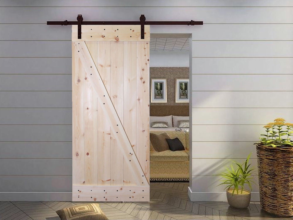 Distressed Z 36 in. x 84 in. Unfinished Solid Knotty Pine Wood Interior