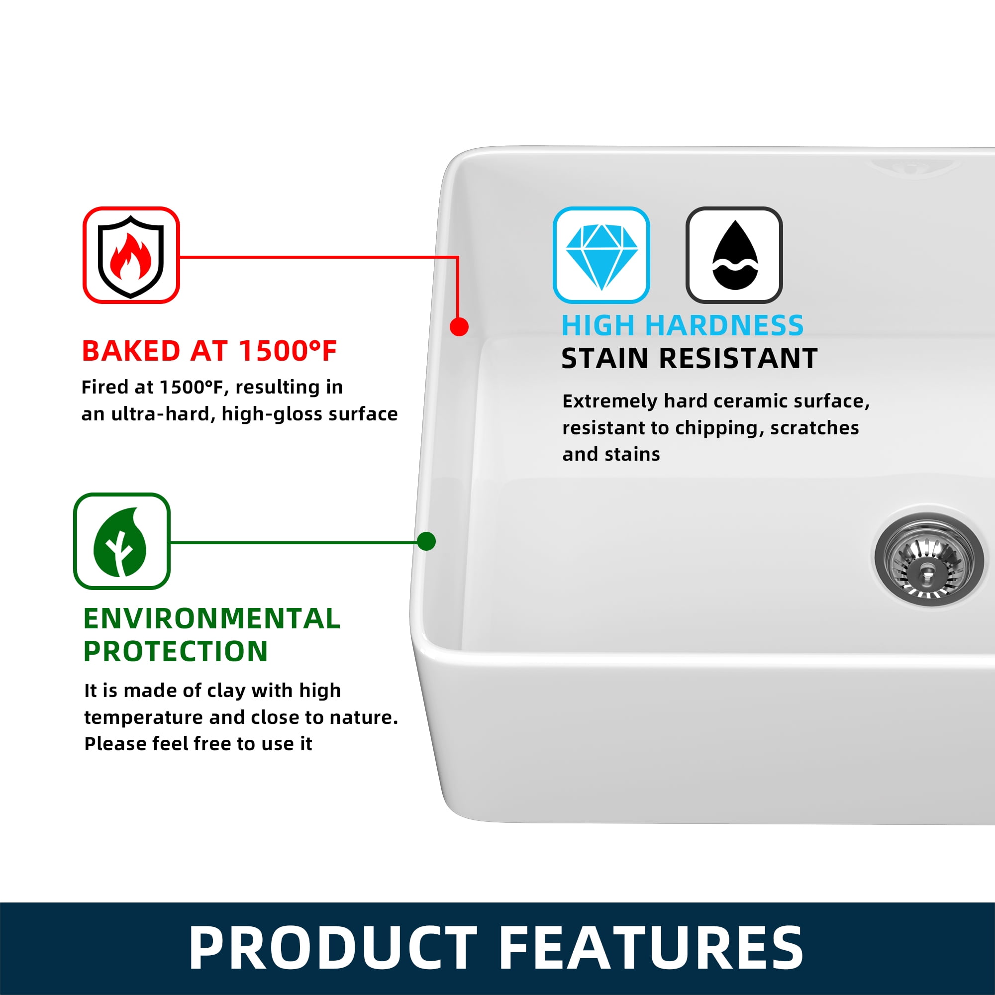 Buy Clearance! 33 Inch Farmhouse Sink White Rectangular Kitchen