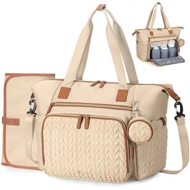 Bolso Pañalera Tonyeee, Bolsa Grande Impermeable para Pañales de Bebé, Bolsa para Hospital para Parto con Estuche para Chupete, Cambiador y Correa para Hombro, color caqui