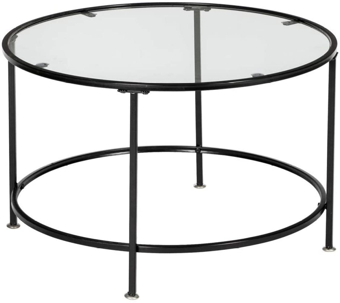 "TaliaPosy Round Glass Coffee Table, 36"" Black Glass Coffee Table