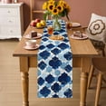 thumbnail image 2 of Navy Blue Geometric Moroccan Table Runner 48 Inches, Abstract Art Blue Ombre Modern Bed Runner Dresser Scarves Tabletop for Indoor Outdoor Parties/Ceremony/Banquet, 13" x 48", 2 of 8