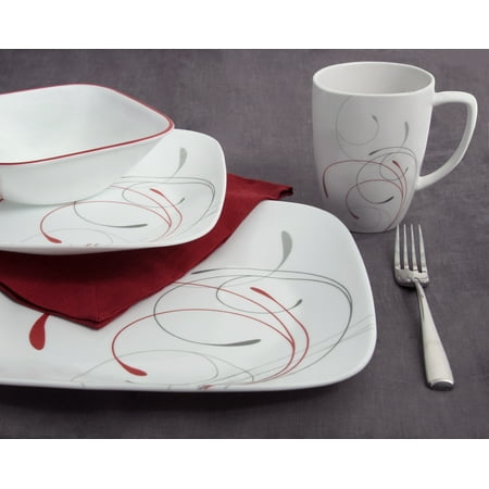 corelle 16 piece dinnerware set square splendor