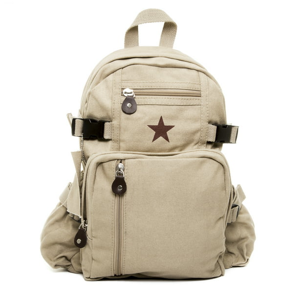 Army Sport Heavyweight Khaki Canvas Red Star Mini Backpack Bag