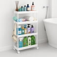 thumbnail image 1 of Pinksheep Carro de Almacenamiento con Ruedas Delgado, Organizador de Baño de 4 Niveles, Estantería con Ruedas para Cocina, Blanco, 1 of 1