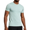 thumbnail image 3 of Men's Quick Dry T-Shirt Nylon Spandex Blend | Athletic Short Sleeve Tee Crewneck | Breathable Moisture Wicking UPF | Running Gym Workout Training | Comfort Fit | Zenithor,Green L, 3 of 9