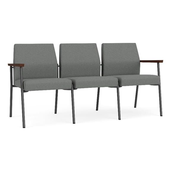 Mystic Reception 3-Seat Steel Tandem Seating / Charcoal Steel / Light Gray