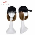 SEGO Baseball Cap Wigs for Women Black Hat With Bob Hair Extensions