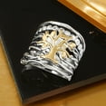 thumbnail image 6 of Ross-Simons Sterling Silver and 14kt Yellow Gold Multi-Row Tree Of Life Ring, Women's, Adult, 6 of 8