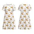 thumbnail image 3 of Bixox Robe d'Été à Manches Courtes pour Femmes Robe Ample Longueur Genou avec Poches-Lapin et Carotte, 3 of 7