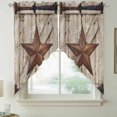 thumbnail image 2 of Texas Star Vintage Swag Valances for Windows 2 Pack, Kitchen Window Curtains 36 Inch Length, Brown Beige Wooden Retro Art Privacy Swag Curtains for Living Room/Bathroom with Rod Pocket 36"x36", 2 of 8