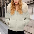 thumbnail image 2 of Unir Womens Winter Coats, Quilted Jackets For Women, Cropped Puffer Jacket With Faux Fur Hood, Zip Up Short Winter Outerwear, S‑XL, 2 of 4