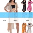 thumbnail image 3 of Karight Womens Metallic Mesh Cover Up Kimono Belted Open Front Fringe Hem Beach Swimwear Cover Up, 3 of 6
