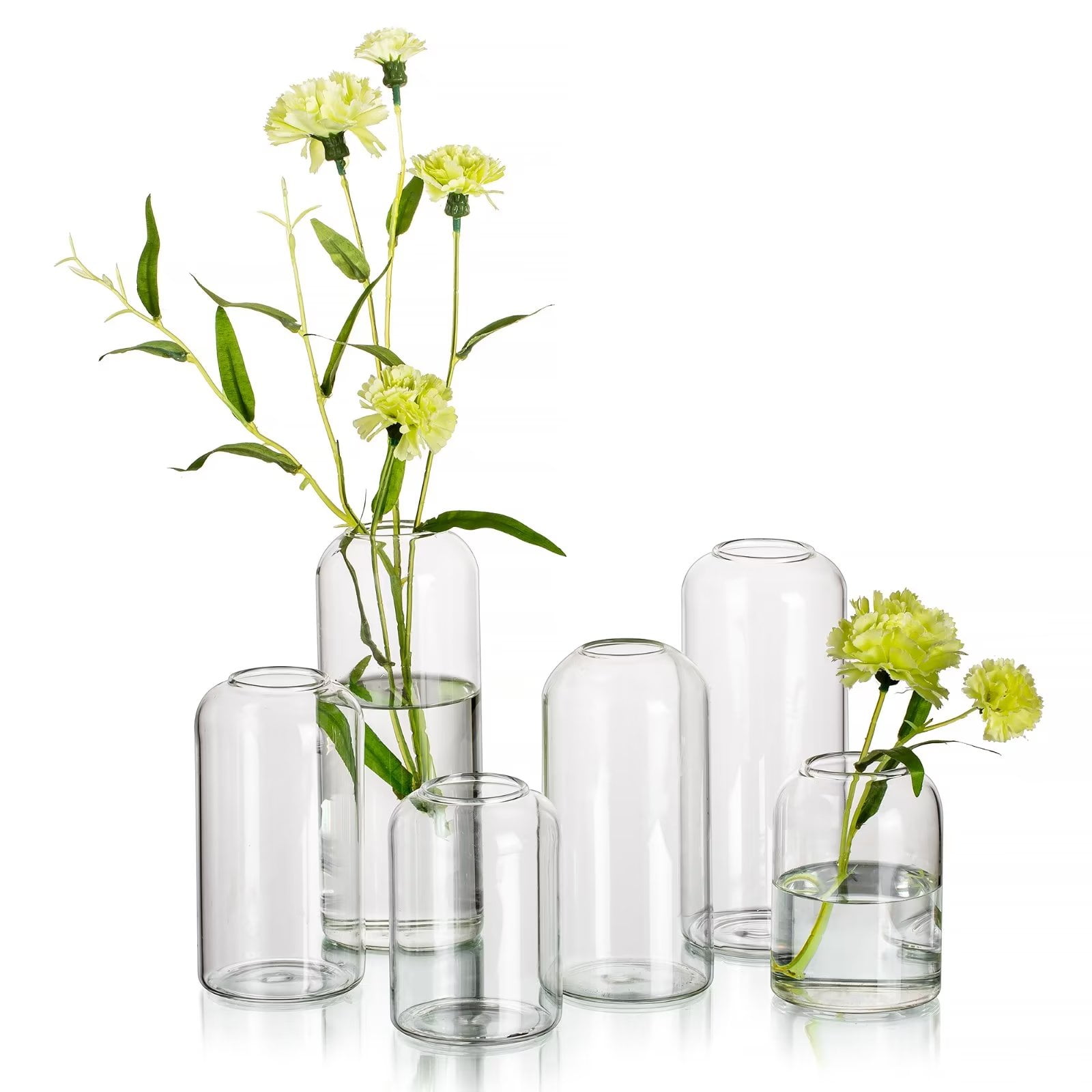 Glasseam Clear Vases Set of 6 Modern Small Glass Cylinder Vase for Centerpieces 3.7",5.7"&7" Walmart.com