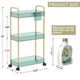 thumbnail image 6 of Movanne 3-Tier Rolling Acrylic Storage Cart with Hooks, Baskets & Lockable Wheels – Kitchen, Bathroom, Office（Geen), 6 of 7