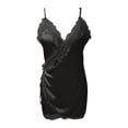 thumbnail image 4 of Sngxgn Women Snap Crotch Lingerie Lace Bodysuit Deep V Teddy Lace(Black,M), 4 of 6