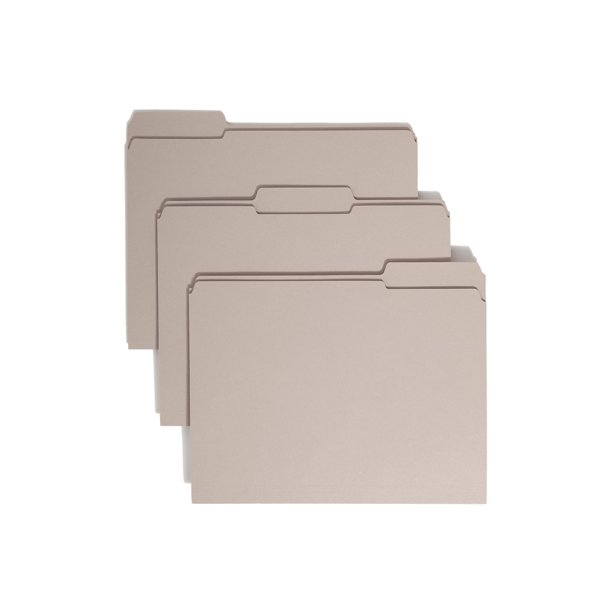 Carpeta para archivos Smead, con lengüeta reforzada de 1/3, tamaño carta, gris