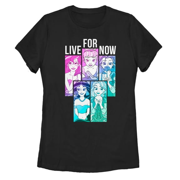 Women's Disney Princesses Live for Now Graphic Tee Black Medium