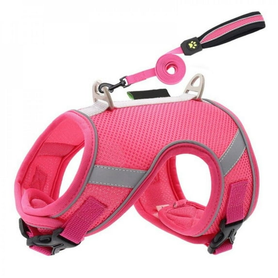 Monfince Dog Reflective Collars Harnesses Leads Vest Harness Pet Harness for Small Medium Large Dogs Collars Harnesses Leads, Rose, M