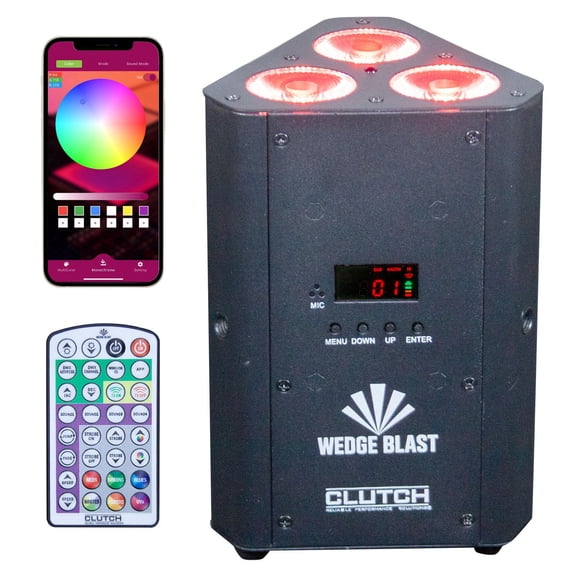 Clutch Wedge Blast Black Wireless Battery Powered LED Uplight with App Control