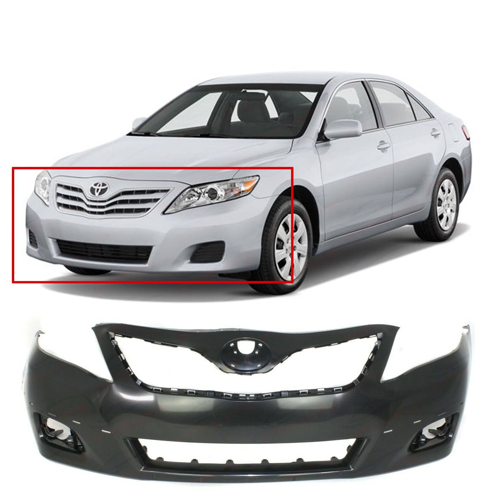 Primed For Camry 10-11 Plastic CAPA Front Bumper Cover 
