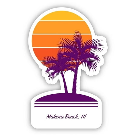 Makena Beach Hawaii Souvenir 4 Inch Vinyl Decal Sticker Palm design