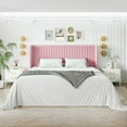 thumbnail image 2 of Sha Cerlin King Size Upholstered Platform Bed Frame with Velvet Channel Wingback Headboard, Pink, 2 of 9