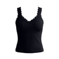 thumbnail image 3 of ZGRBOU Womens Built in Bra Camisoles Scalloped Lace V Neck Tank Top Spaghetti Strap Sleeveless Slim Stretchy Cami Tops, 3 of 4