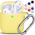 thumbnail image 1 of AirPods Case Cover , Soft Silicone Protective Cover with Keychain for Women Men Compatible with Apple AirPods 2nd 1st Generation Charging Case, Front LED Visible-Yellow, 1 of 5