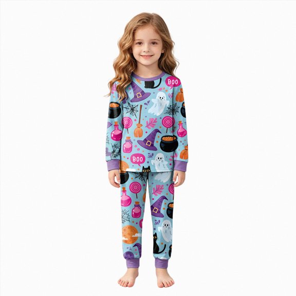 Leey-World Halloween Pjs Kids Toddler Pajamas Kids Pajamas for Boys Girls Casual Long Sleeve Pajama Set 2 Piece Snug Fit Pjs Set